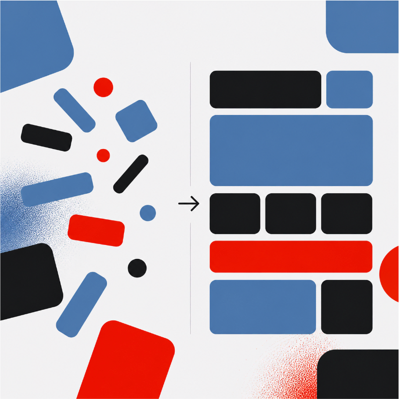 Illustration of improving and restructuring an existing website layout